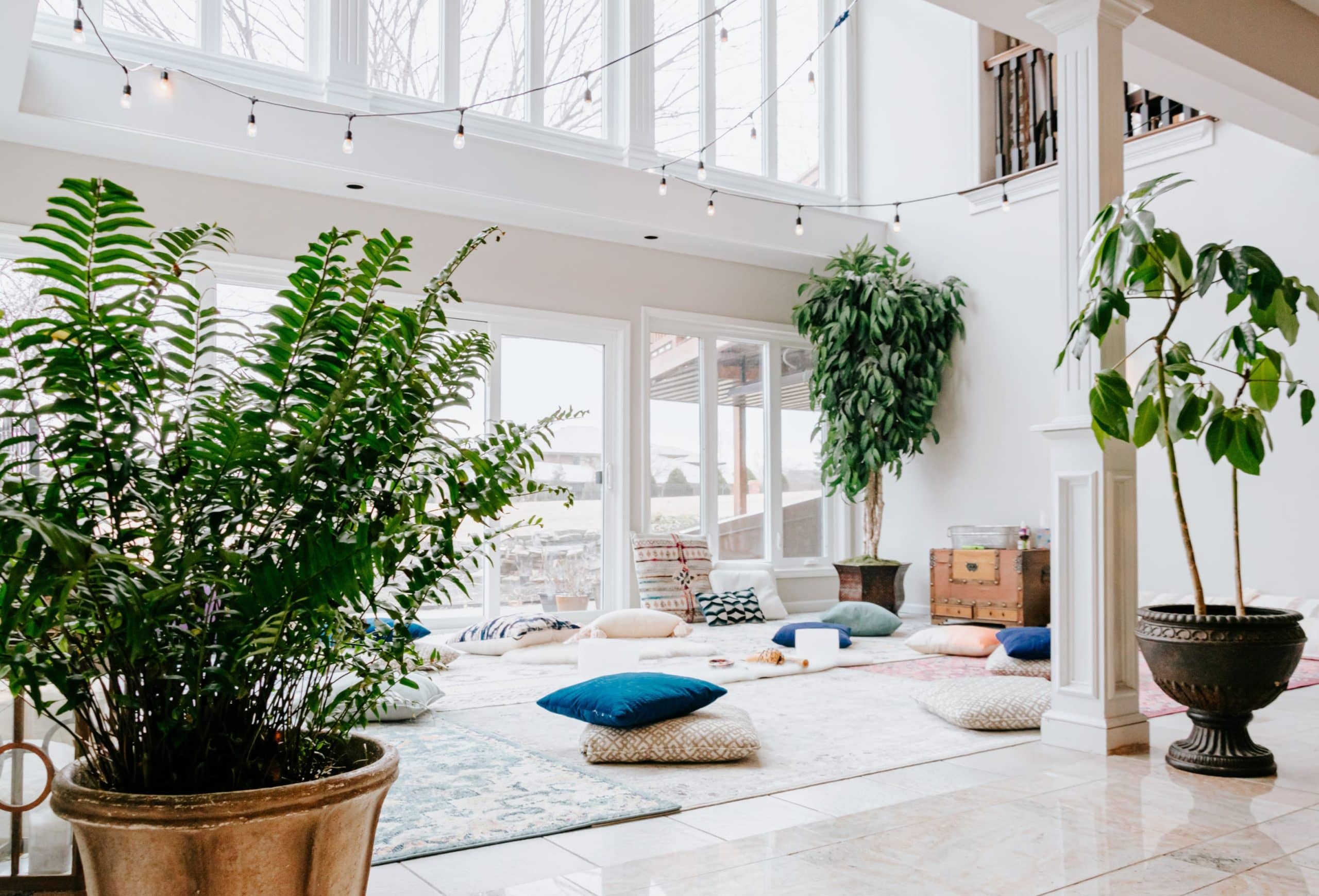 Daylit living space with indoor greenery