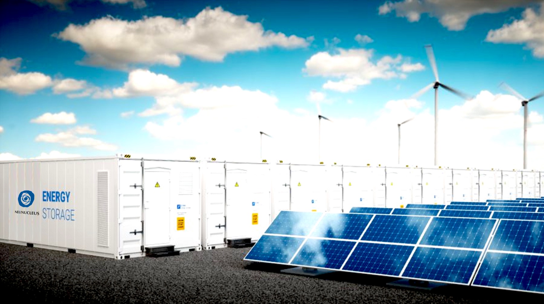 Solar and battery energy system illustration