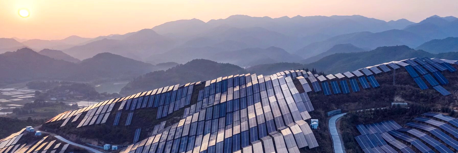 Solar array in a mountain landscape
